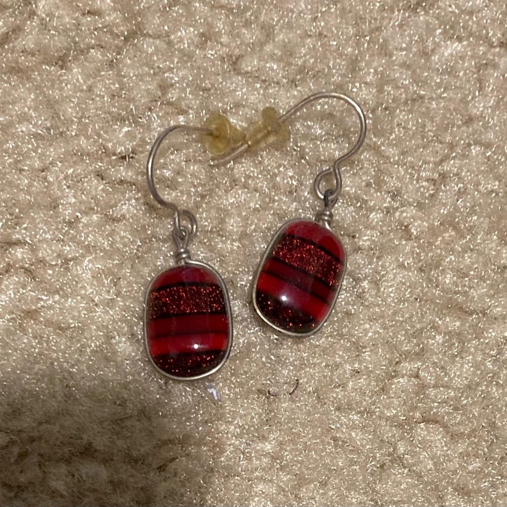 Red glass earrings